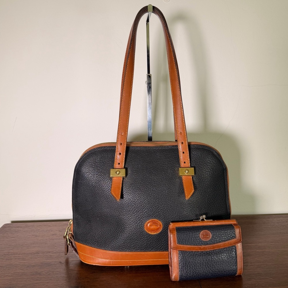 Vintage Dooney & Bourke Leather‎ Zip Top Satchel Purse & Matching Wallet